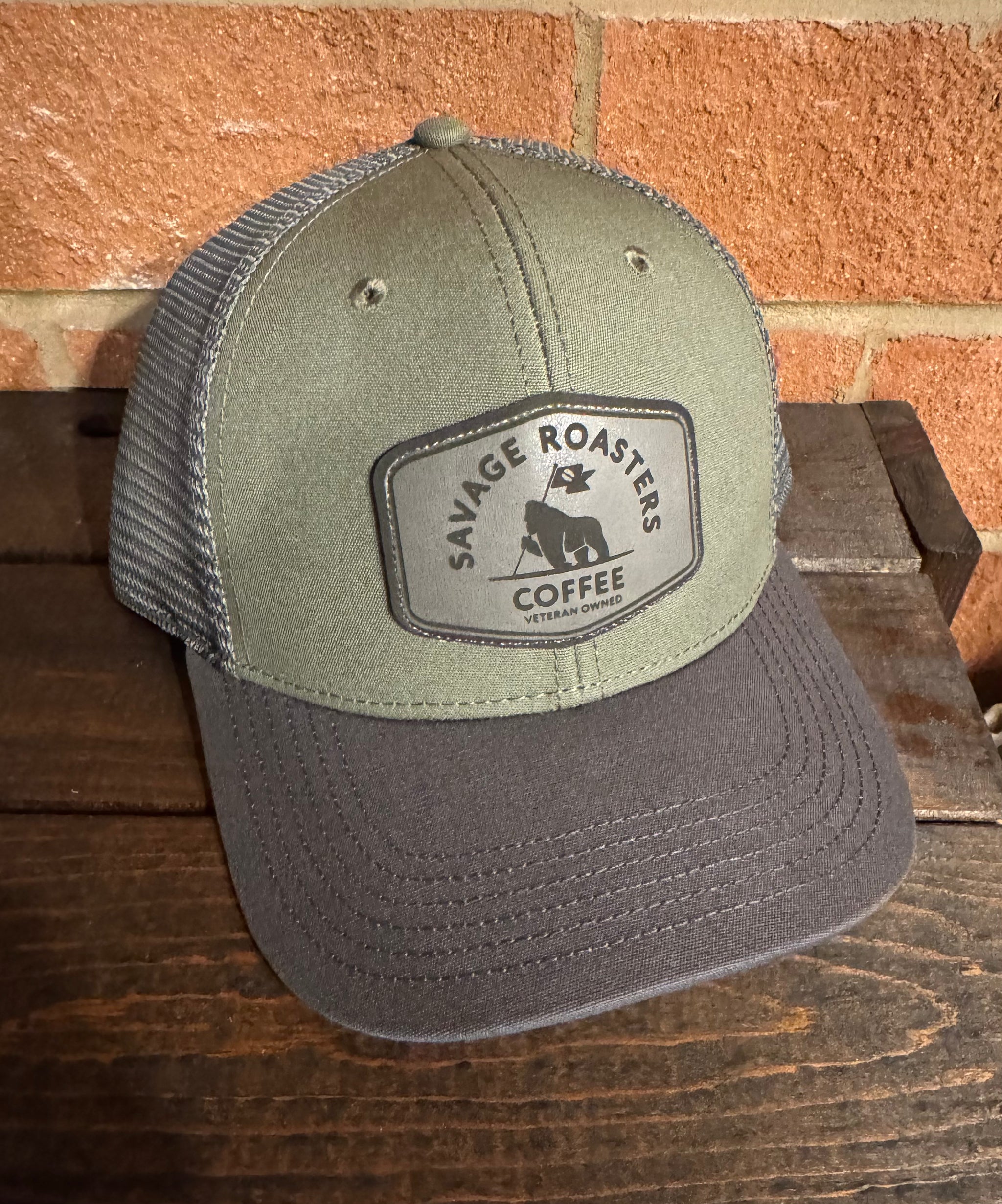 Distressed Cap with \'Coffee Until Cocktails\' Patch Patch Embroidery Cap Drink Coffee, Sip Mimosas, Shoot  main image 2
